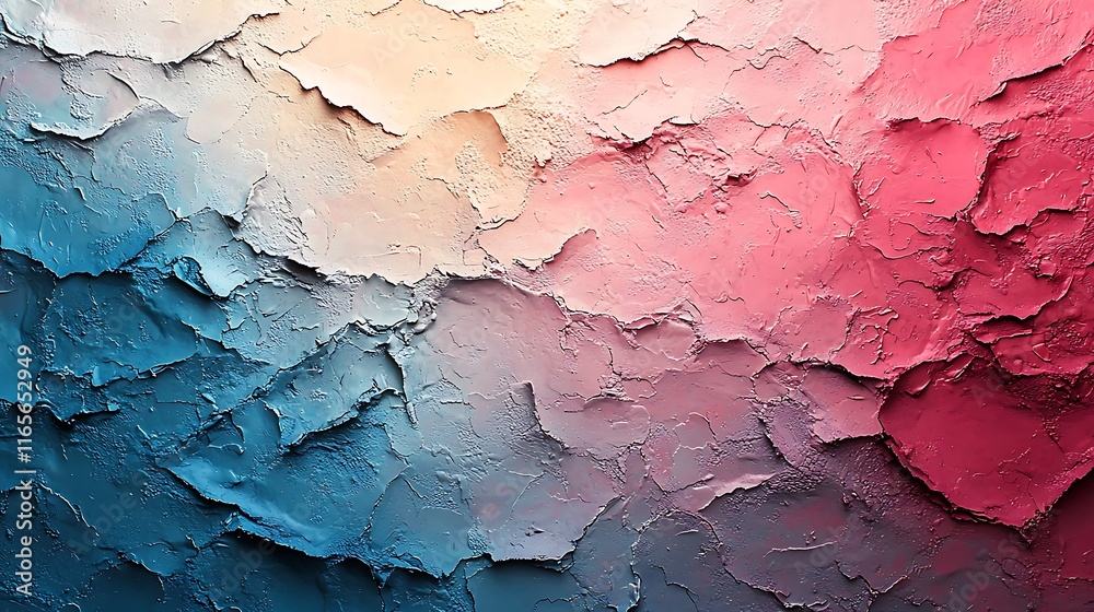 Fototapeta premium Abstract textured background with blue, pink, and white paint gradient.