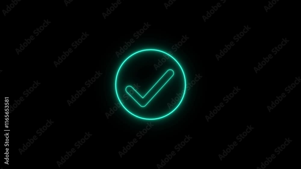 Bright neon line check mark animation. tick mark Bright neon line check mark animation. tick mark