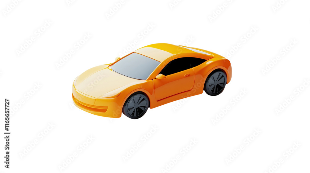 Fototapeta premium A car icon, in an orange color, Clipart Style, isolated on transparent background