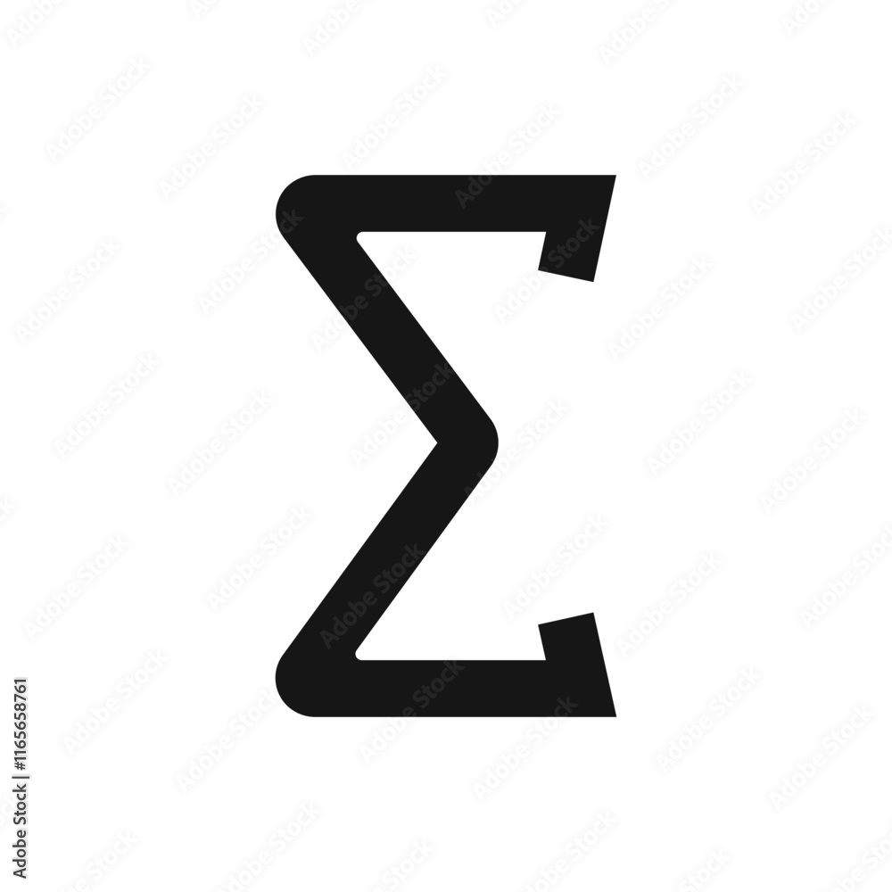 Summation glyph icon. Sum or total math symbol. Negative space. Vector isolated illustration Summation glyph icon. Sum or total math symbol. Negative space. Vector isolated illustration