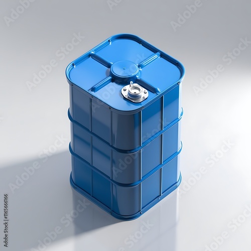 3D model of a blue oil barrel, white background photo