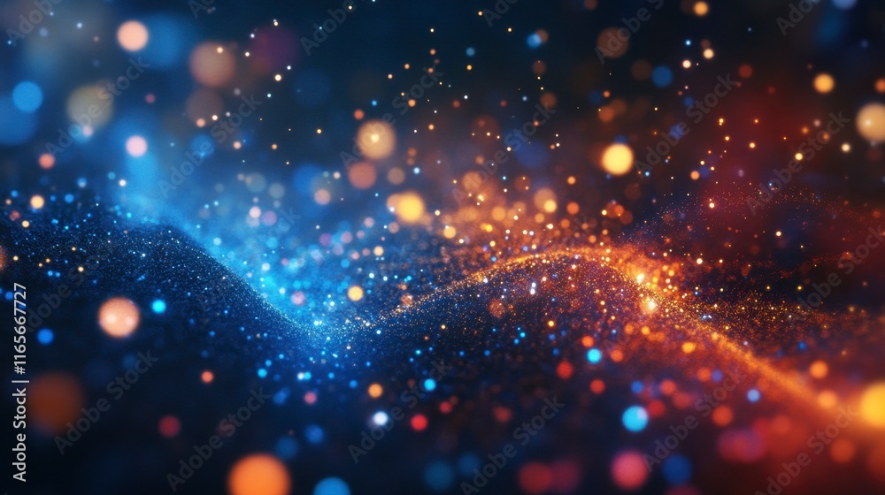 Obraz premium Abstract Blue and Orange Glitter Wave Background