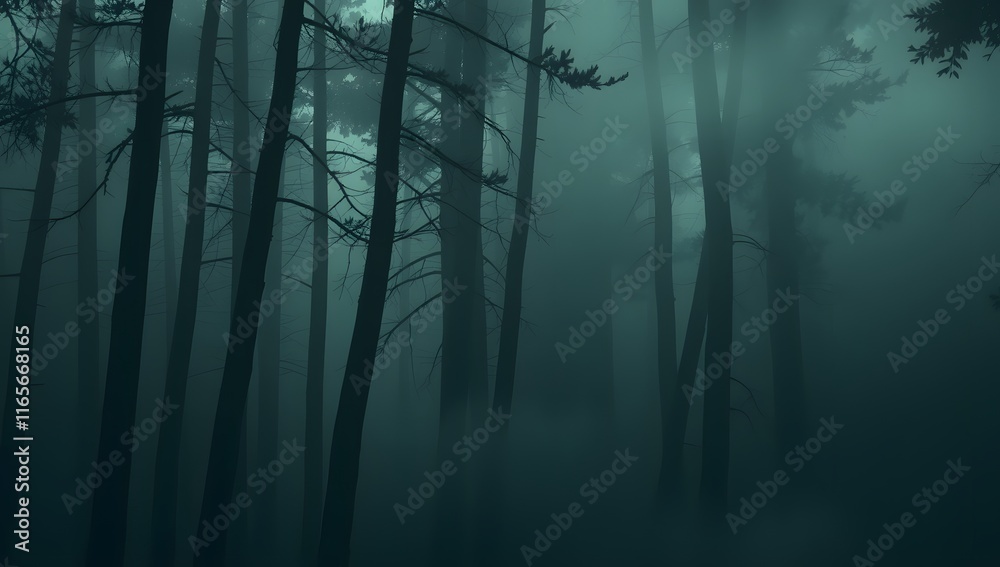 Mysterious Fog Envelopes Ancient Forest: An atmospheric view of a dense forest, with a thick fog clinging to the towering trees. The scene evokes a sense of mystery, solitude, and the unknown. Mysterious Fog Envelopes Ancient Forest: An atmospheric view of a dense forest, with a thick fog clinging to the towering trees. The scene evokes a sense of mystery, solitude, and the unknown.