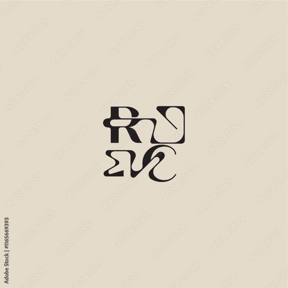 Obraz premium elegant initial logo bold style and luxury concept RC curved typography monogram letter