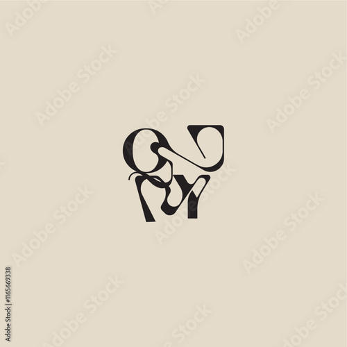 elegant initial logo bold style and luxury concept QY curved typography monogram letter photo