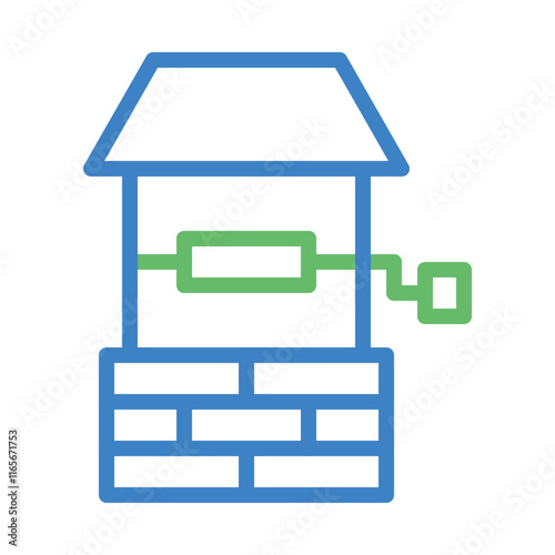 Water well icon. Concept of water source, groundwater, and rural life.