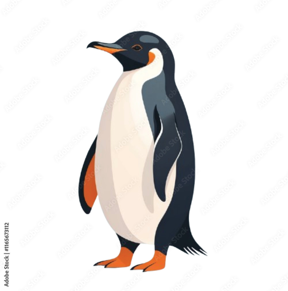 Fototapeta premium cute and simple vector illustration of a penguin standing upright.