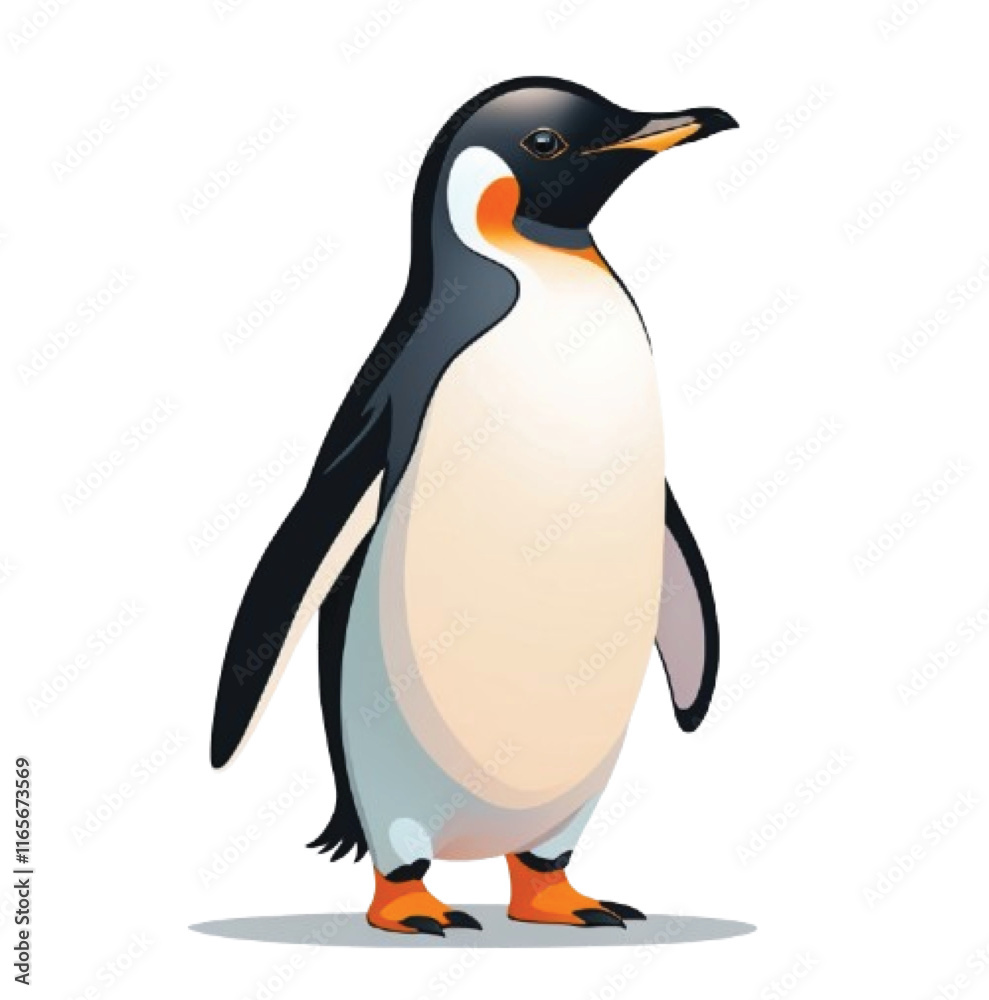 Fototapeta premium cute and simple vector illustration of a penguin standing upright.
