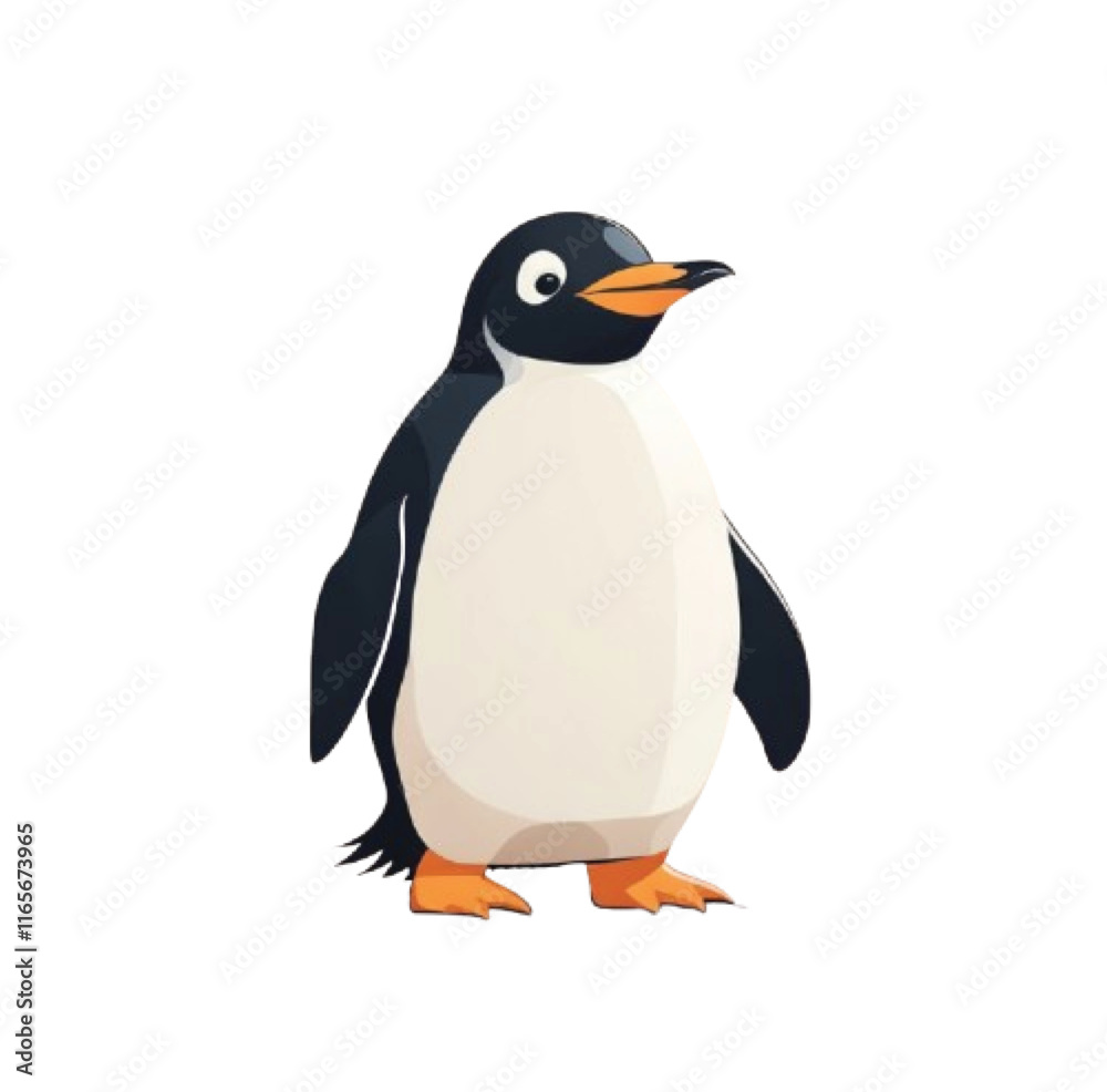 Obraz premium cute and simple vector illustration of a penguin standing upright.