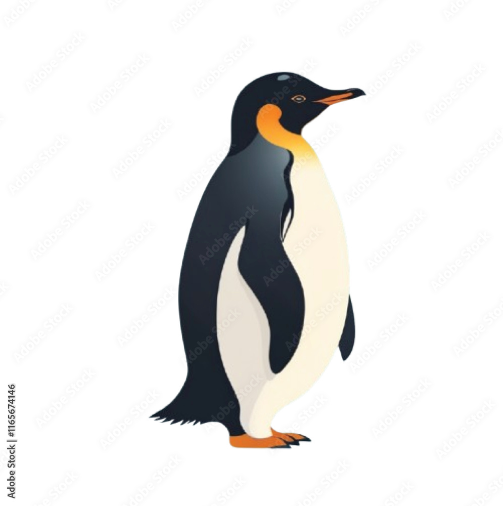 Fototapeta premium cute and simple vector illustration of a penguin standing upright.