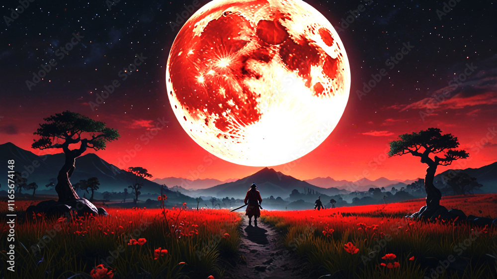 Fototapeta premium Landscape with moon