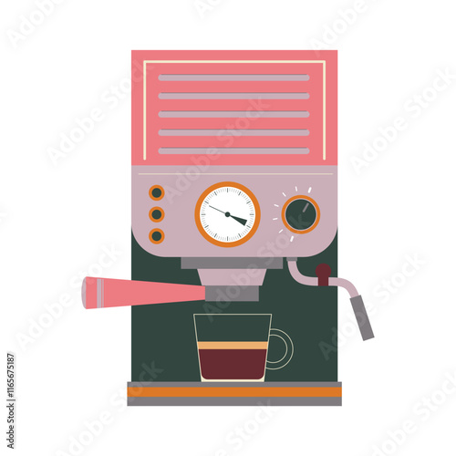 coffee machine isolated on white background, coffee time modern minimalist decoration vector illustration