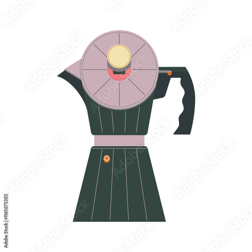 ccoffee moka pot isolated on white background, coffee time modern minimalist decoration vector illustration