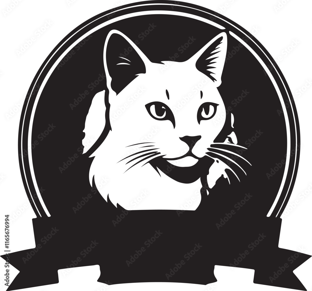Obraz premium A black and white cat silhouette design