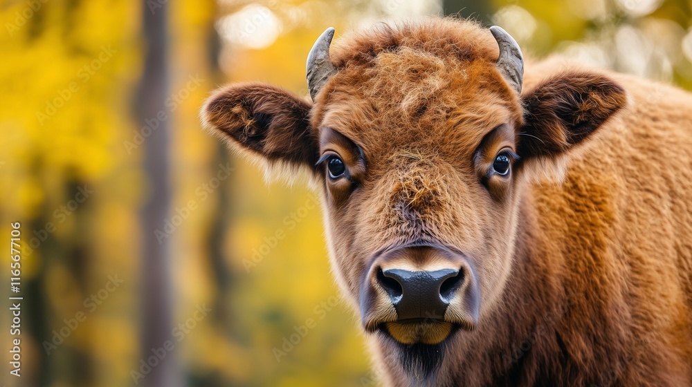 Majestic Close-up of a European Bison's Captivating Face