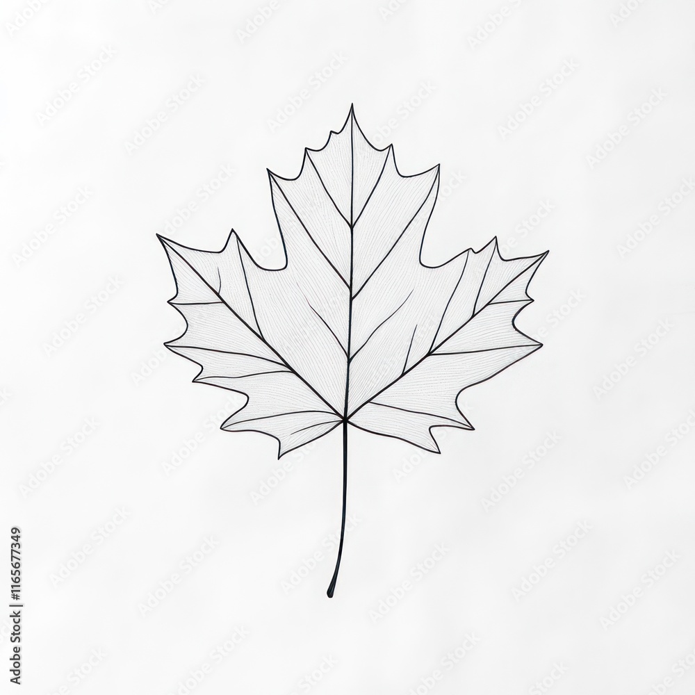 Detailed Line Drawing Of A Single Maple Leaf Detailed Line Drawing Of A Single Maple Leaf
