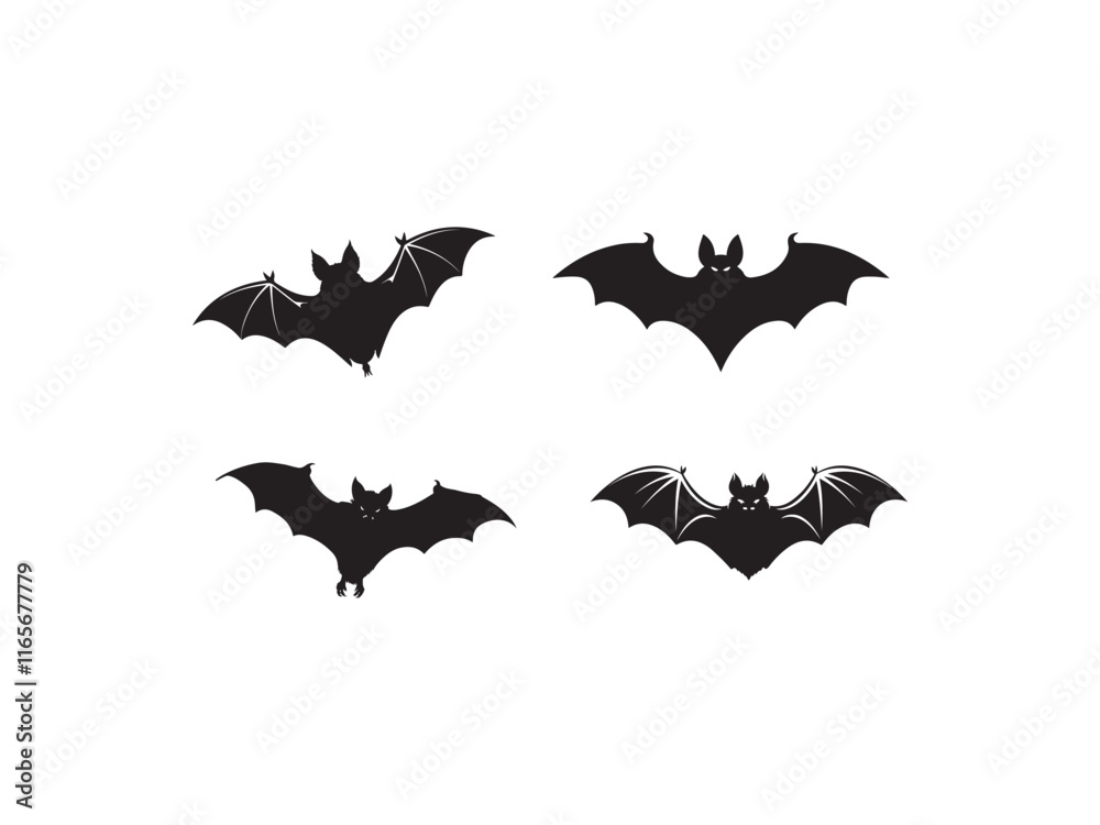 set of halloween bats icon vector silhouetee. set of halloween bats icon vector silhouetee.