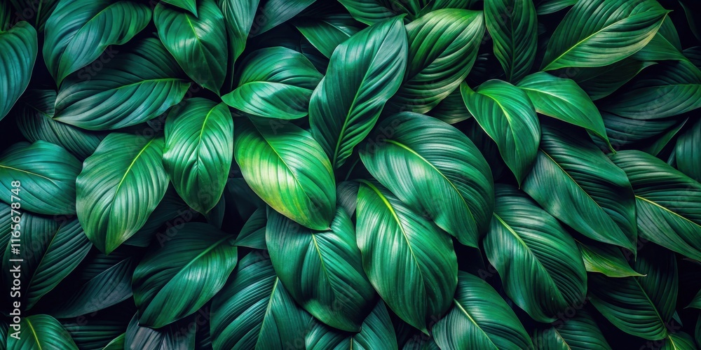 A Lush Canopy of Emerald Green Leaves, Their Veins Intertwining to Create a Visually Stunning Pattern A Lush Canopy of Emerald Green Leaves, Their Veins Intertwining to Create a Visually Stunning Pattern