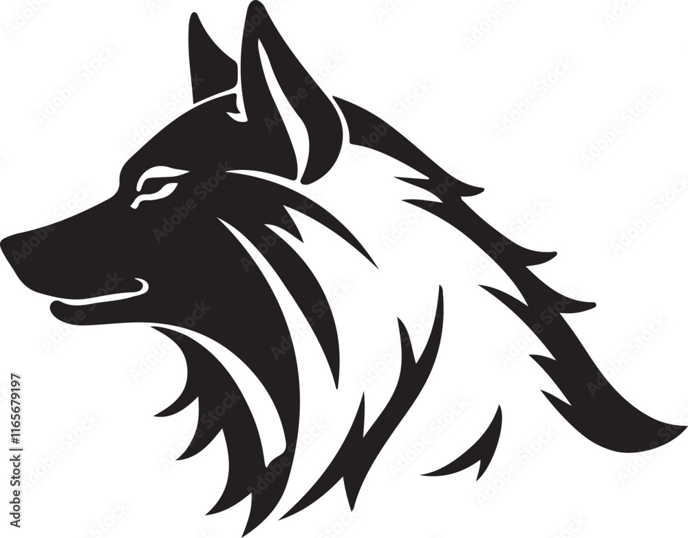 Obraz premium A black and white logo type wolf silhouette design