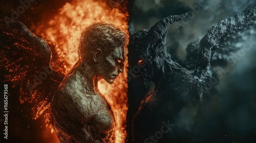 Clash of Souls: Angel vs. Demon - A Fiery Digital Showdown
