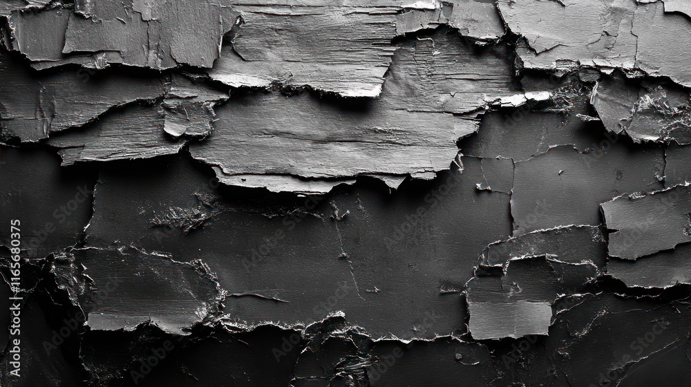 Obraz premium Dark gray, cracked, textured, paint surface.