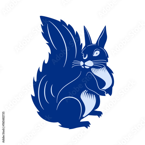 Squirrel silhouette black logo vector design illustration