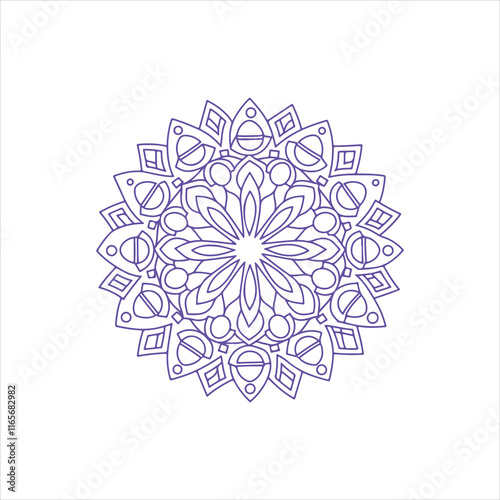 Top view of a ceramic plate showcasing a detailed floral mandala design in vibrant orange and teal colors, isolated on white background.