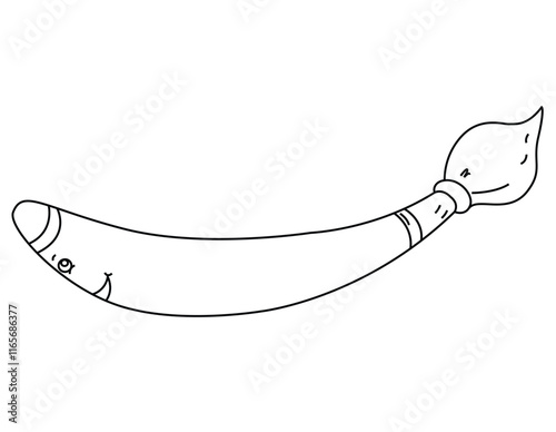 Cute cartoon hand drawn vector funny school paint brush coloring page.