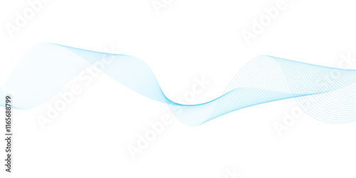 Abstract vector background with blue wavy lines. Blue wave background. Blue lines vector illustration. Curved wave. Abstract wave element.
