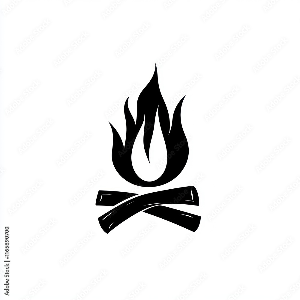 Campfire Flames Burning Brightly Over Wood Campfire Flames Burning Brightly Over Wood