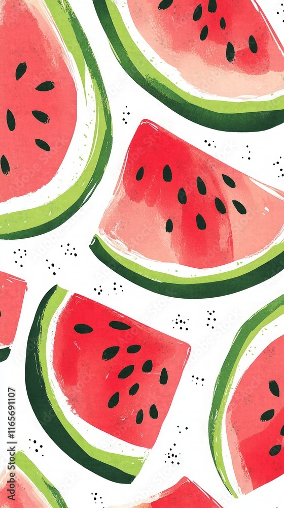 Watermelon Slices Pattern Design: A Vibrant Summer Fruit Illustration Watermelon Slices Pattern Design: A Vibrant Summer Fruit Illustration