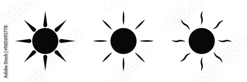 Stylized sun icon in minimalistic black and white design representing ecology and renewable energy