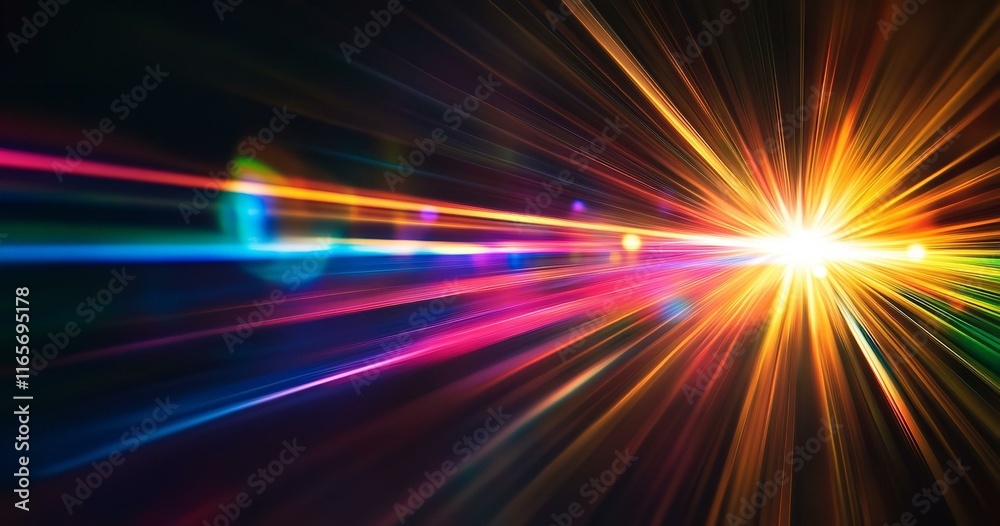 Prism Rainbow Light Flares Overlay on Black Background Prism Rainbow Light Flares Overlay on Black Background
