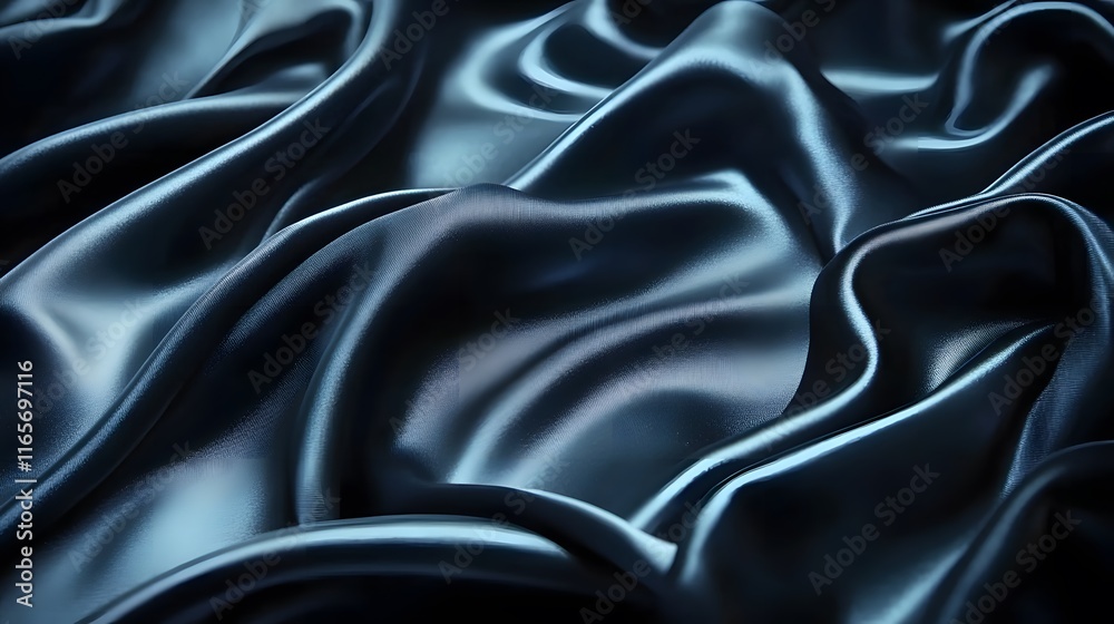 Obraz premium Dark Blue Silk Draped Luxurious Fabric Texture