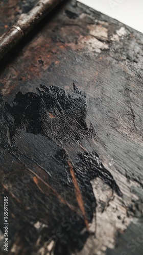 Wallpaper Mural Intriguing Abstract Painting on a Dark Wood Surface: A Masterpiece of Brushstrokes and Textures Torontodigital.ca