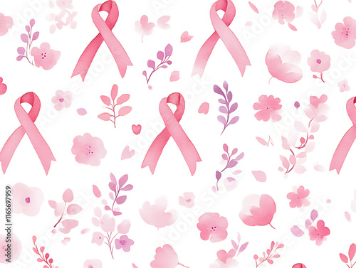 Pink ribbon breast cancer symbol pattern wallpaper photo