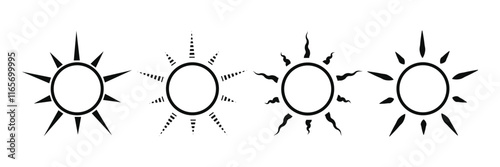 Stylized sun icon in minimalistic black and white design representing ecology and renewable energy