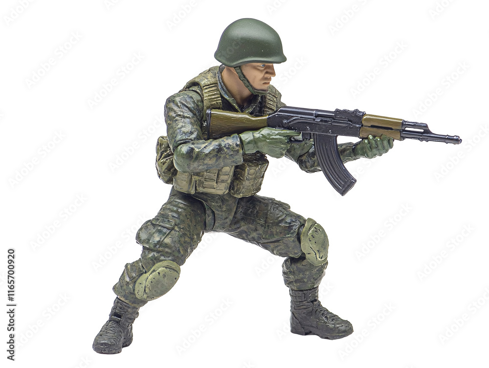 Isolated Camouflage Military Soldier Holding Rifle Isolated Camouflage Military Soldier Holding Rifle