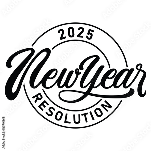 New Year Resolution Stylish Text Typography Lettering Phrase Vector Design	