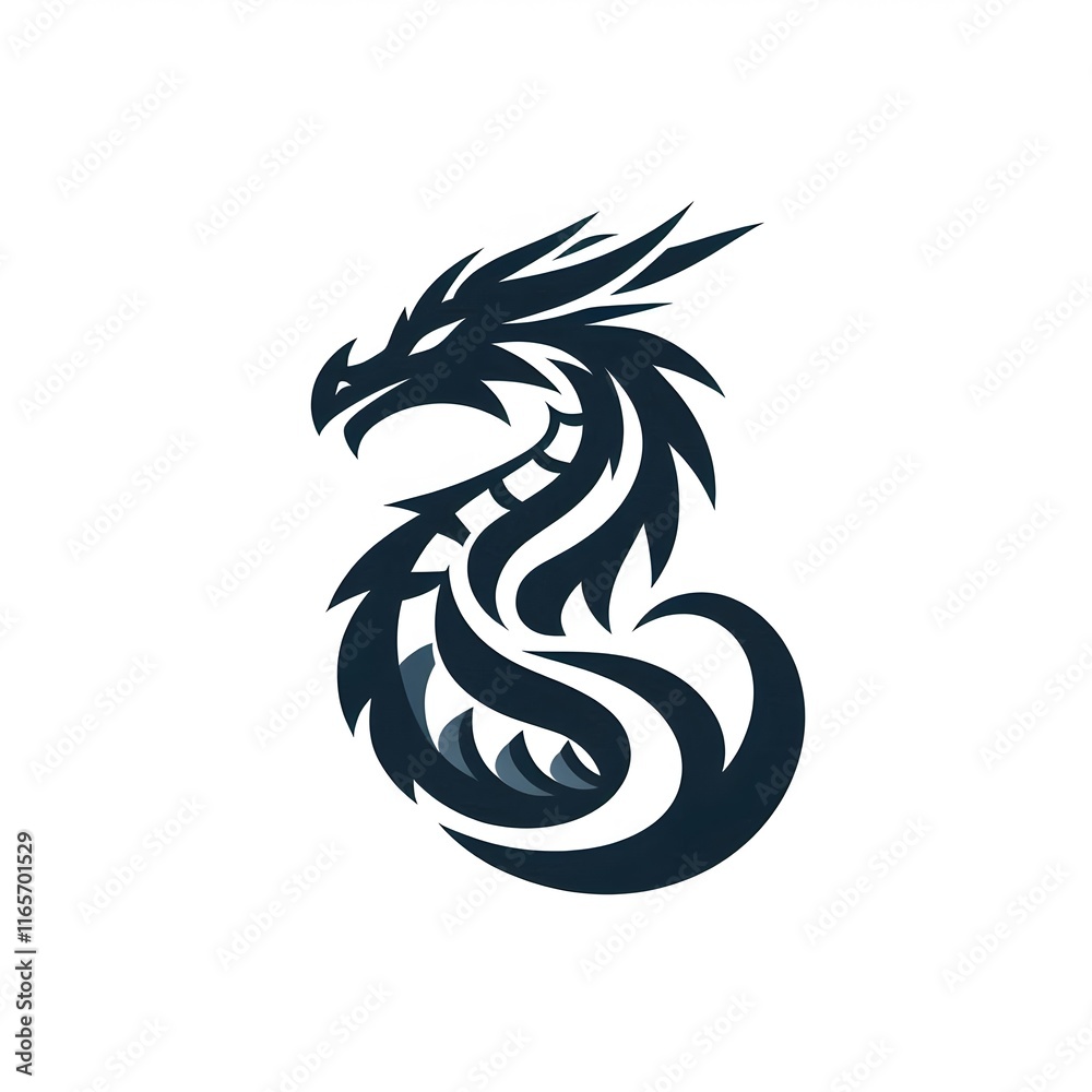 Fototapeta premium AI Generate of Unique, Simple, Low-detail Logo Recognizable Idiosyncratic of Dragon