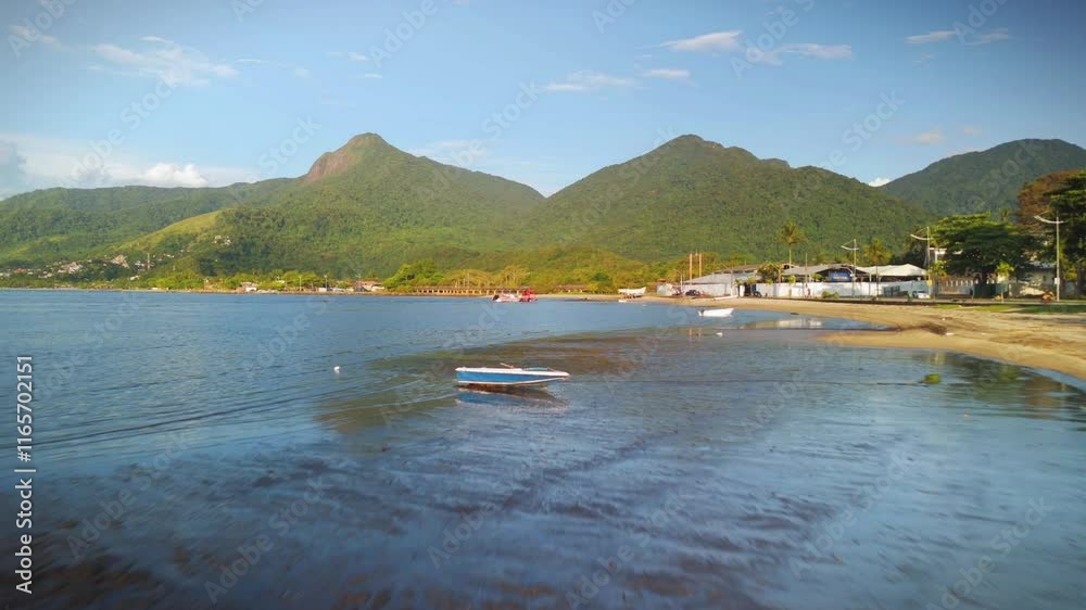aerial view of Ilhabela island in Sao Paulo state in the coast of Brazil during sunset aerial view of Ilhabela island in Sao Paulo state in the coast of Brazil during sunset