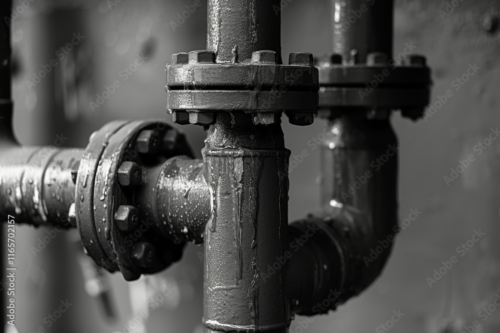Close-Up of Industrial Pipes and Flanges A Study in Metal, Connections, and Industrial Design Close-Up of Industrial Pipes and Flanges A Study in Metal, Connections, and Industrial Design