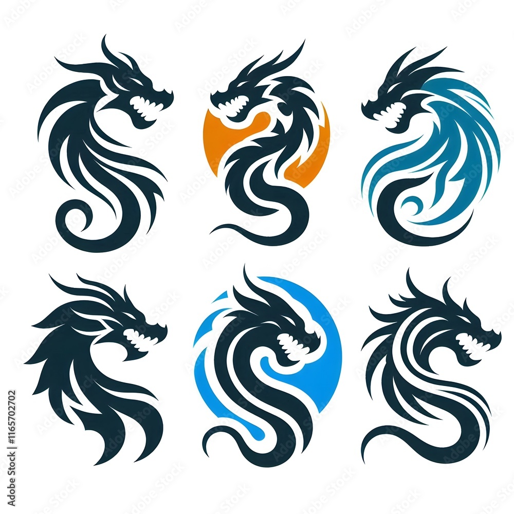 Fototapeta premium AI Generate of Unique, Simple, Low-detail Logo Recognizable Idiosyncratic of Dragon