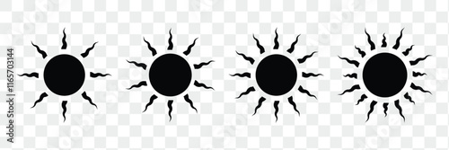 Sun icon set, Sun symbol vector. Sun