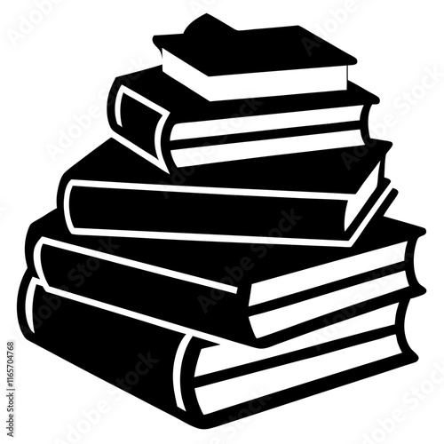 Stack of books icon silhouette vector art illustration