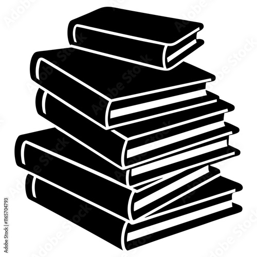 Stack of books icon silhouette vector art illustration