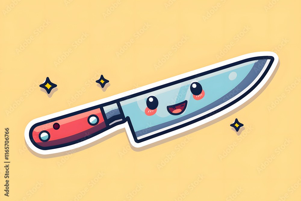 Cute Cartoon Knife Character With a Smiling Face and Colorful Design Cute Cartoon Knife Character With a Smiling Face and Colorful Design