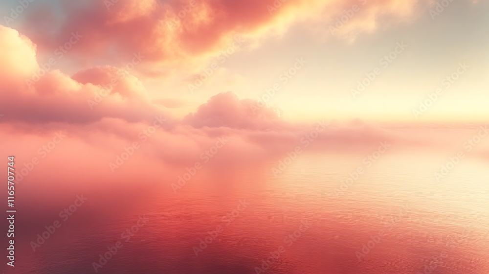 Fototapeta premium Serene Sunset Cloudscape Over Calm Ocean Waters