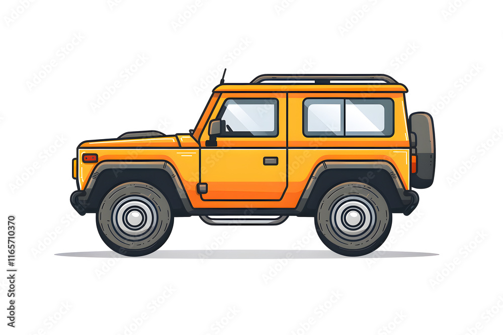 Classic Orange SUV Parked on a White Background Classic Orange SUV Parked on a White Background