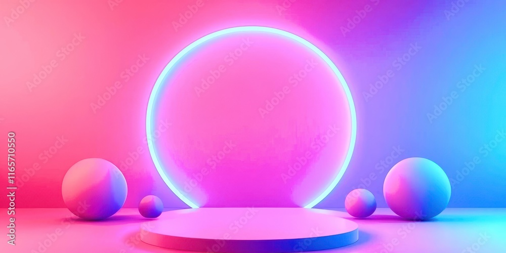 Obraz premium Pink and purple background with a white circle in the middle